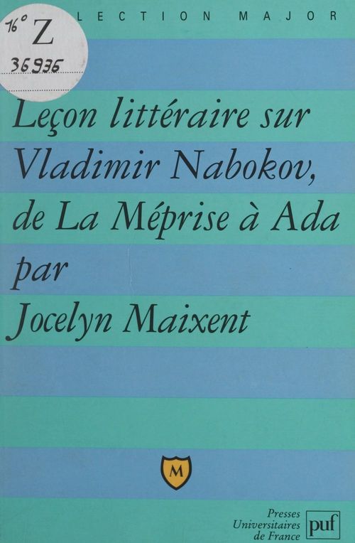 ebook cover of Leçon littéraire sur Vladimir Nabokov, de La méprise à Ada, by Jocelyn Maixent