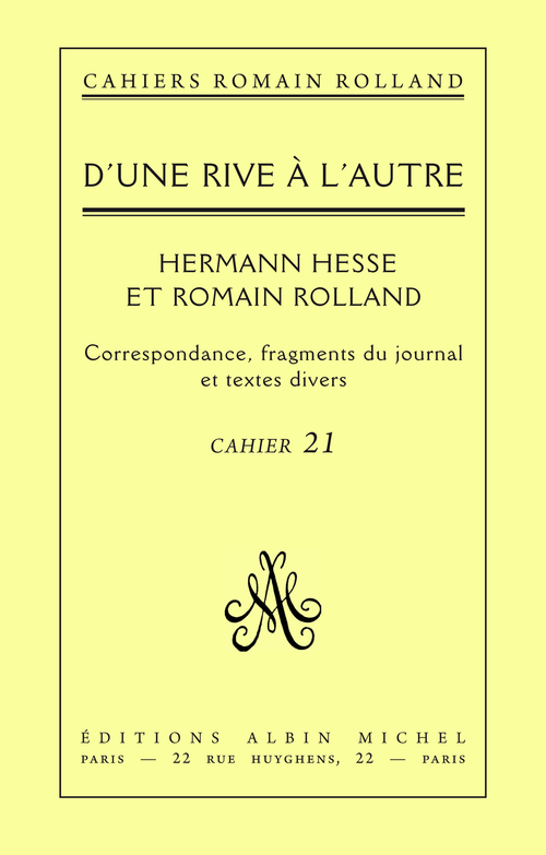 ebook cover of D'une rive à l'autre - Romain Rolland et Hermann Hesse, by Romain Rolland