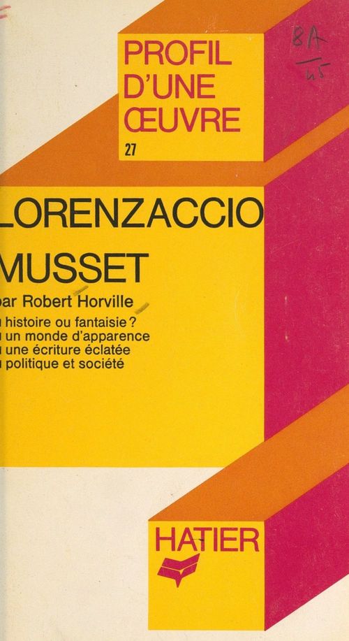 Couverture ebook de Lorenzaccio, Musset, de Robert Horville