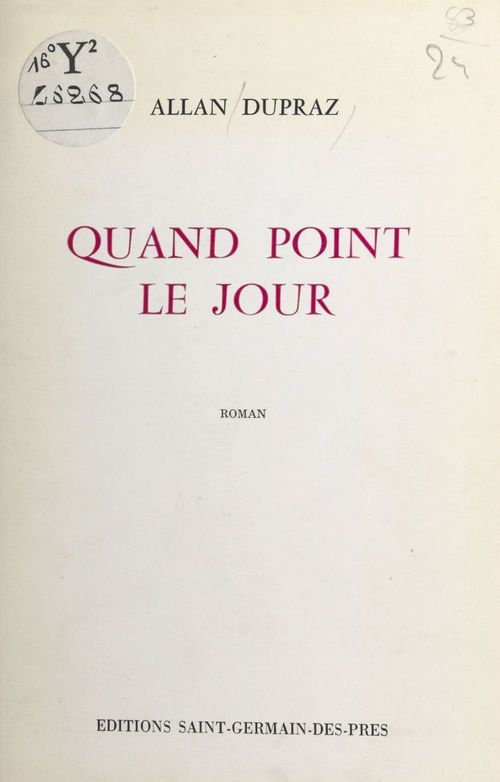 Couverture ebook de Quand point le jour, de Allan Dupraz