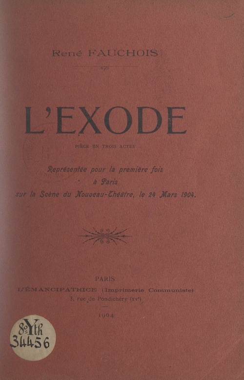 Couverture ebook de L'exode, de Rene Fauchois