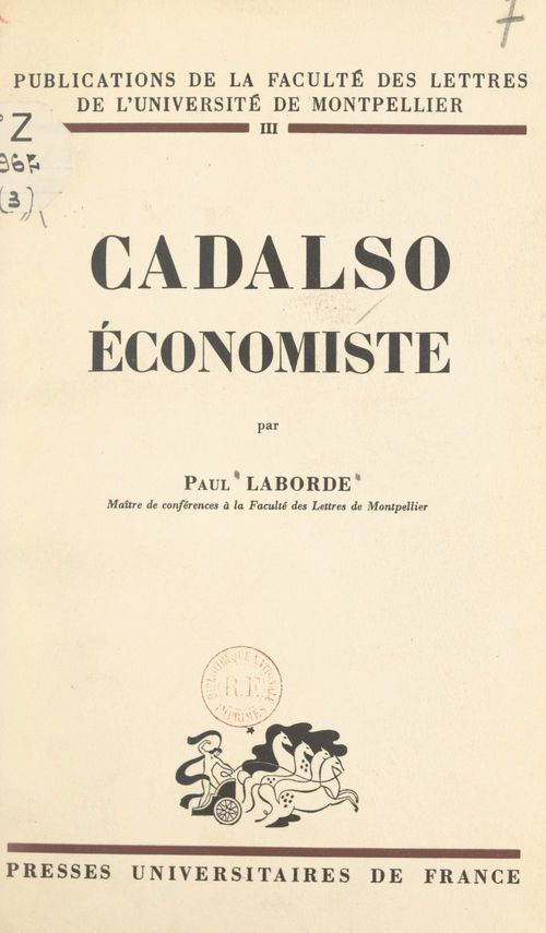 Couverture ebook de Cadalso économiste, de Paul Laborde