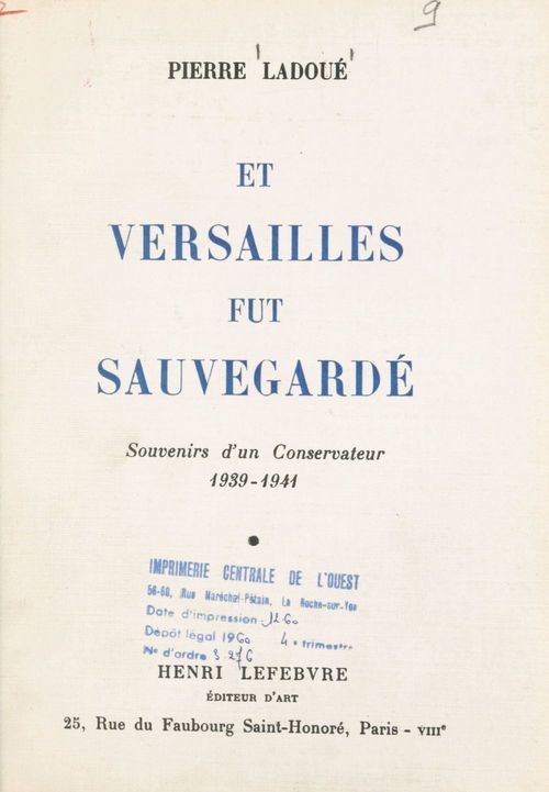 ebook cover of Et Versailles fut sauvegardé, by Pierre Ladoue
