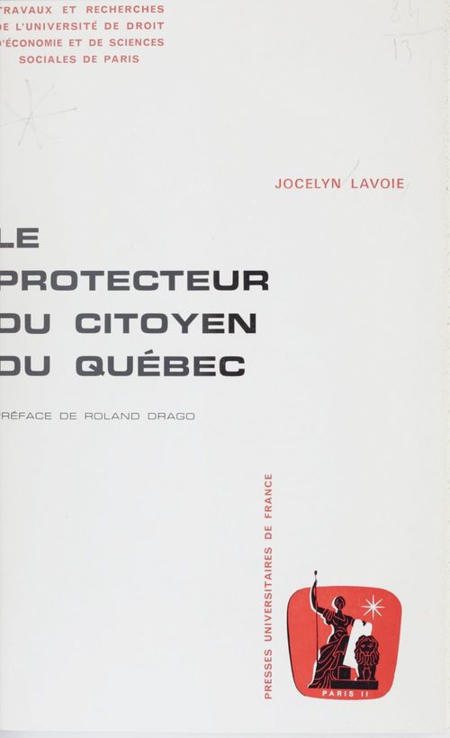ebook cover of Le protecteur du citoyen du Québec, by Jocelyn Lavoie