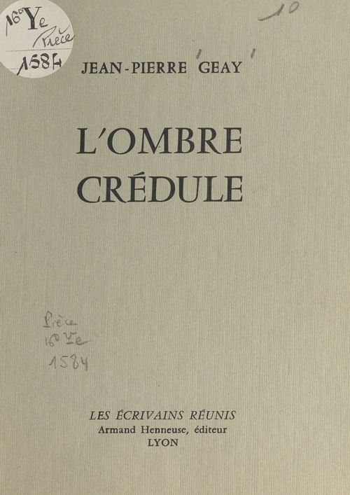 ebook cover of L'ombre crédule, by Jean-Pierre Geay