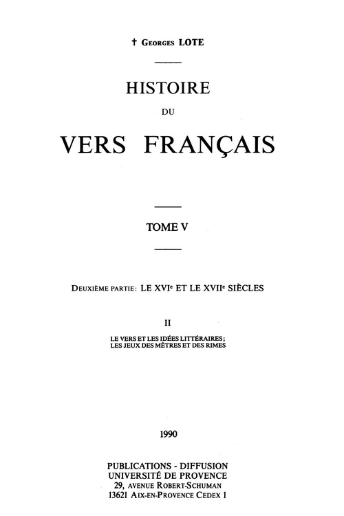 Couverture ebook de Histoire du vers français. Tome V, de Georges Lote