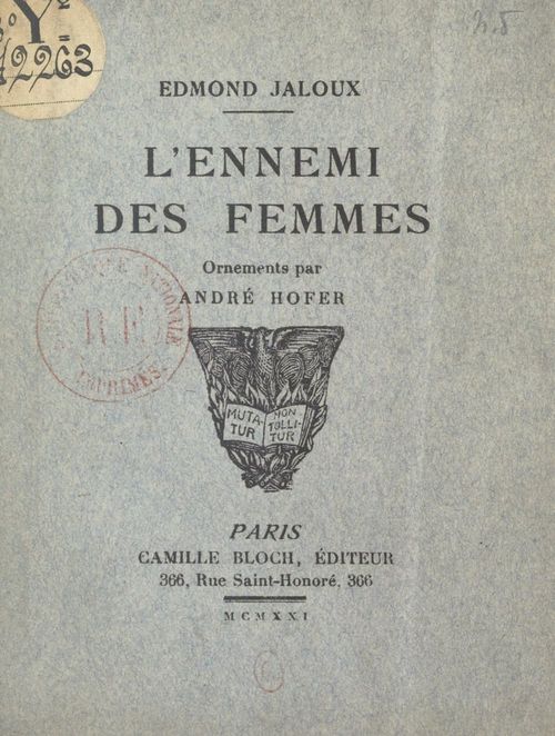Couverture ebook de L'ennemi des femmes, de Edmond Jaloux