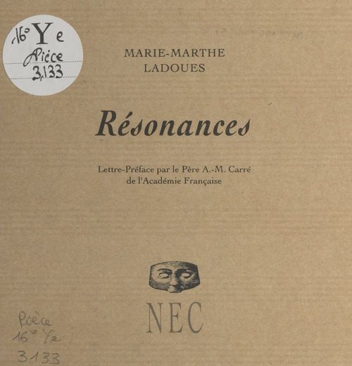 Couverture ebook de Résonances, de Marie-Marthe Ladoues