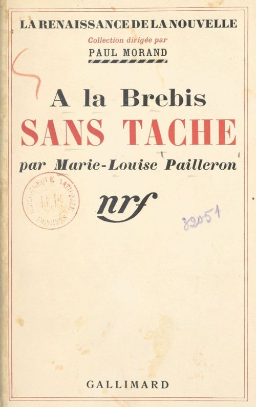 Couverture ebook de A la brebis sans tache, de Marie-Louise Pailleron
