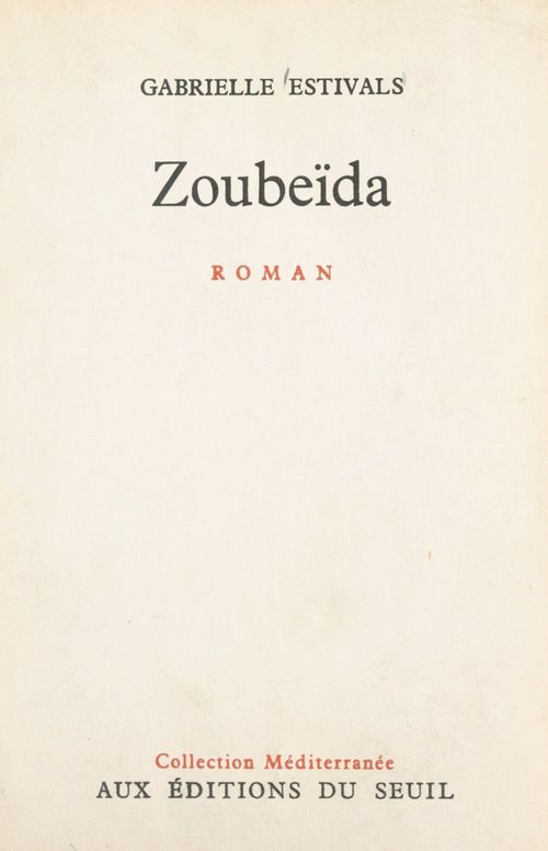 ebook cover of Zoubeïda, by Gabrielle Estivals