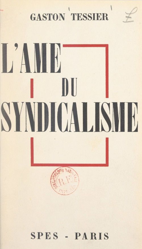 ebook cover of L'âme du syndicalisme, by Gaston Tessier