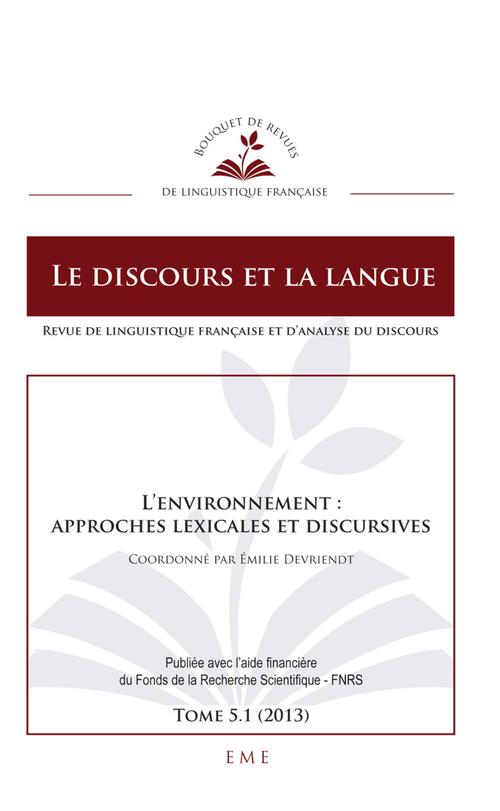 ebook cover of L'environnement : approches lexicales et discursives, by Discours Et La Langue