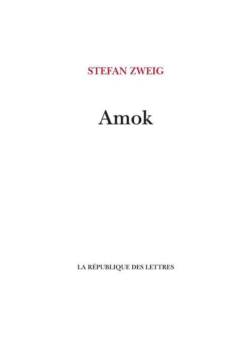 ebook cover of Amok, by Stefan Zweig