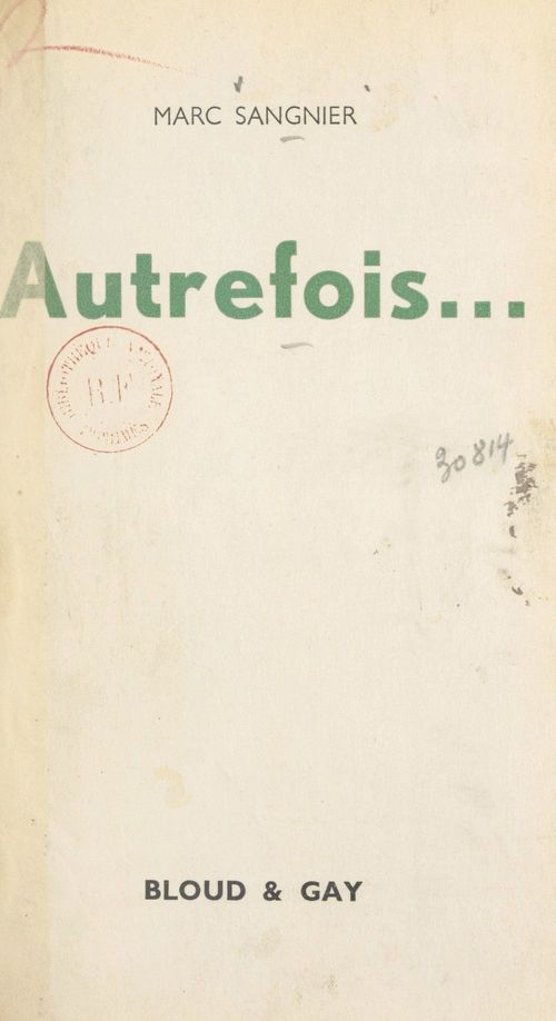 ebook cover of Autrefois..., by Marc Sangnier