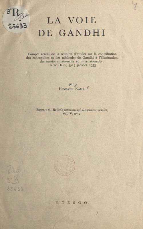 ebook cover of La voie de Gandhi, by Humayun Kabir