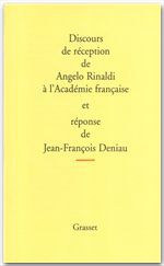Couverture ebook de Discours de réception à l'Académie Française, de Angelo Rinaldi