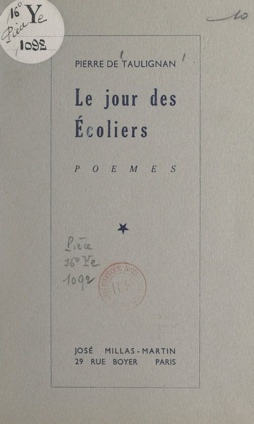Couverture ebook de Le jour des écoliers, de Pierre De Taulignan