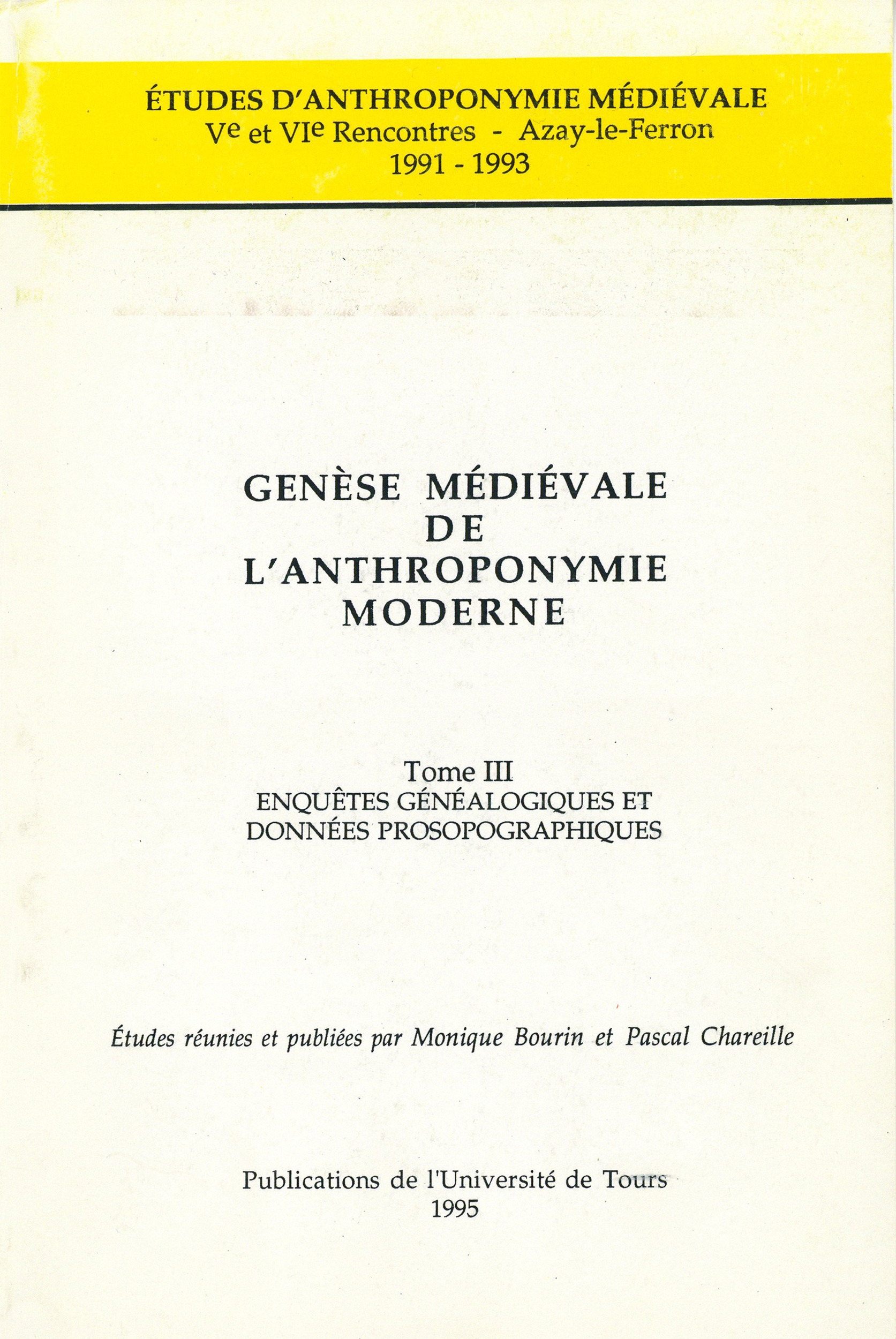 Couverture ebook de Genèse médiévale de l'anthroponymie moderne. Tome III, de