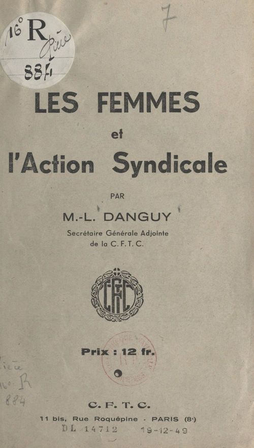 ebook cover of Les femmes et l'action syndicale, by M.-L. Danguy