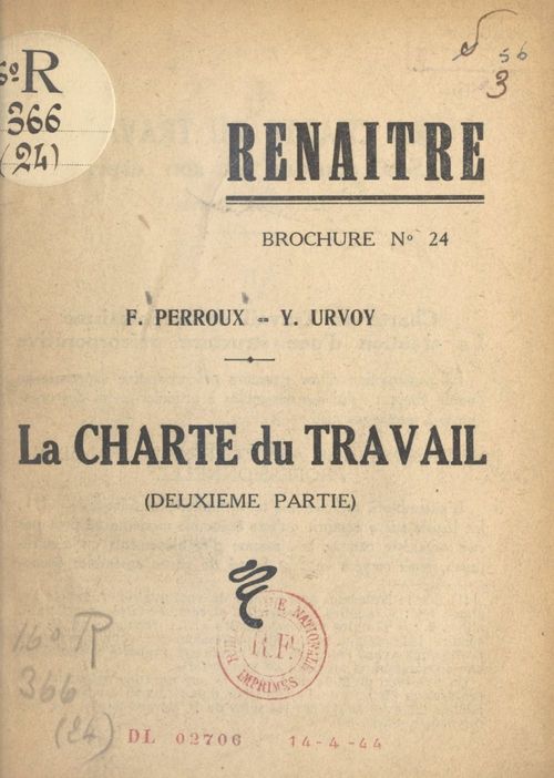ebook cover of La charte du travail (2). Son contenu et son esprit, by Francois Perroux, Yves Urvoy