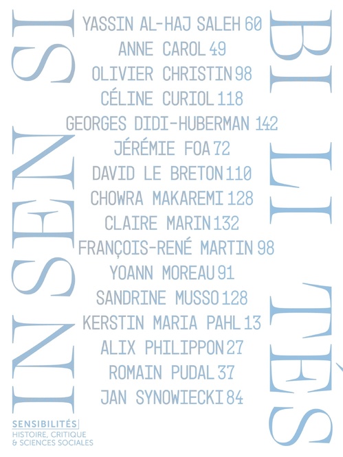 ebook cover of Insensibilités - N° 11, by Quentin Deluermoz, Thomas Dodman, Anouche Kunth, Hervé Mazurel, Clémentine Vidal-Naquet