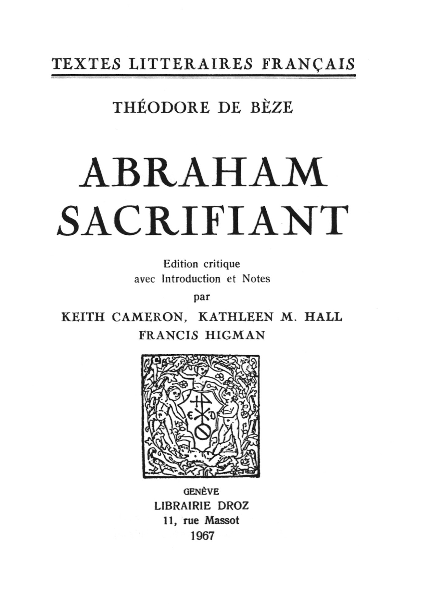 Couverture ebook de Abraham sacrifiant, de De B Ze Th Odore