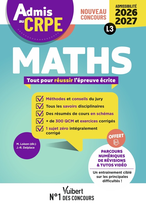 ebook cover of Admis au CRPE 2026-2027 - Epreuve écrite d´admissibilité L3 - Maths, by Jean-Robert Delplace, Marc Loison