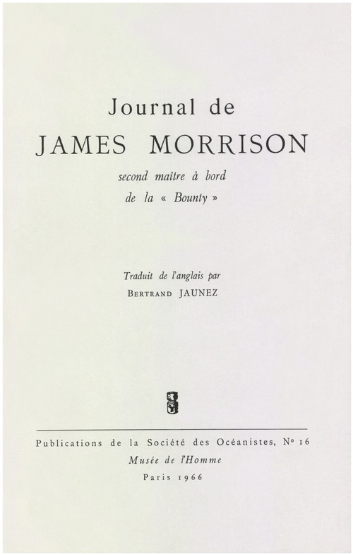 ebook cover of Journal de James Morrison, second maître à bord de la « Bounty », by Morisson