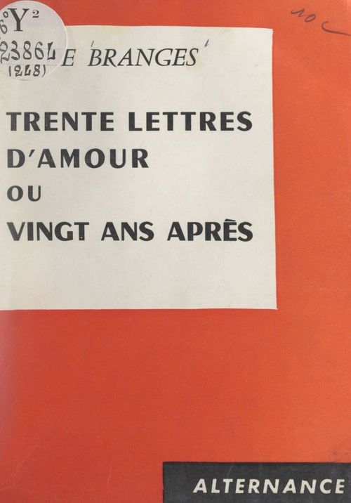 ebook cover of Trente lettres d'amour, by Henry De Branges