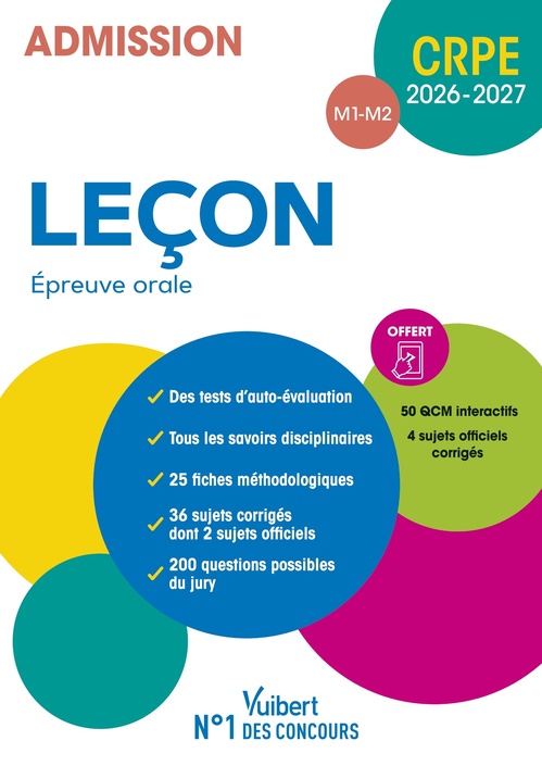 Couverture ebook de CRPE 2026-2027 - Leçon - Epreuve orale (M1 et M2), de Valérie Bouquillon-Sadaune, Marine Damiens, Marjory Dubois, Aline Merlot, Eve Santhune