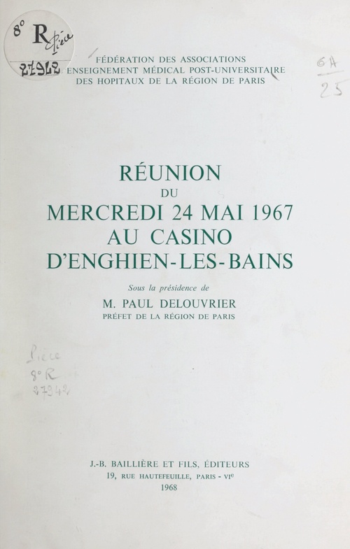 ebook cover of Réunion du mercredi 24 mai 1967 au casino d'Enghien-les-Bains, by Federation Des Associations D'Enseigneme