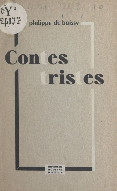 ebook cover of Contes tristes, by Philippe De Boissy