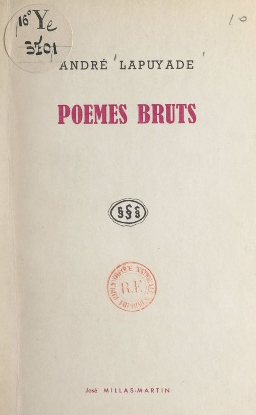 Couverture ebook de Poèmes bruts, de Andre Lapuyade
