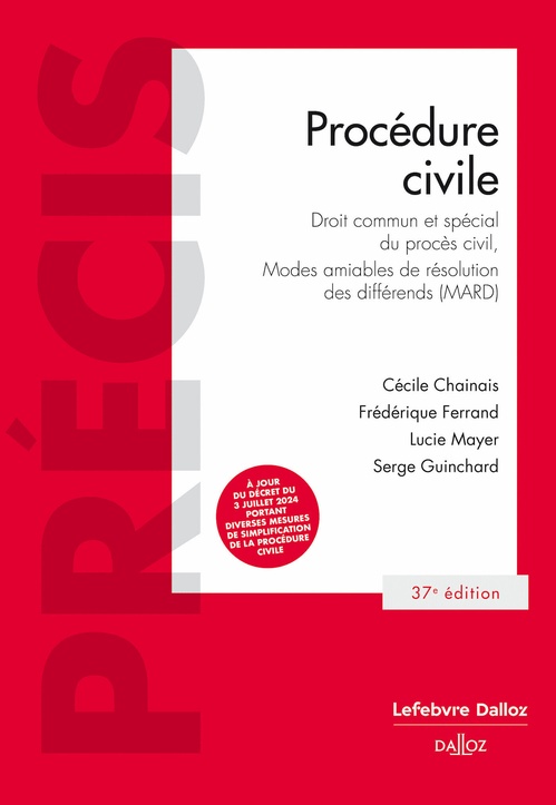 Couverture ebook de Procédure civile 37ed - Droit commun et spécial du procès civil, Modes amiables de résolution des différends (MARD), de Cécile Chainais, Frédérique Ferrand, Serge Guinchard, Lucie Mayer