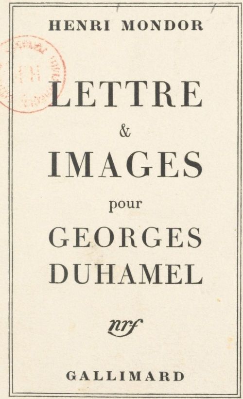 Couverture ebook de Lettre et images pour Georges Duhamel, de Henri Mondor