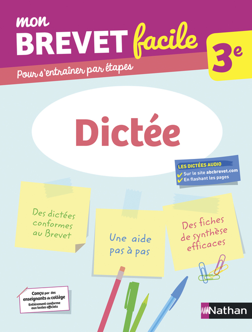 Couverture ebook de Mon Brevet facile - Dictée - 3e, de Dalila Younes-kaced
