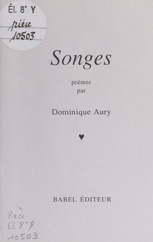 Couverture ebook de Songes : poèmes, de Dominique Aury