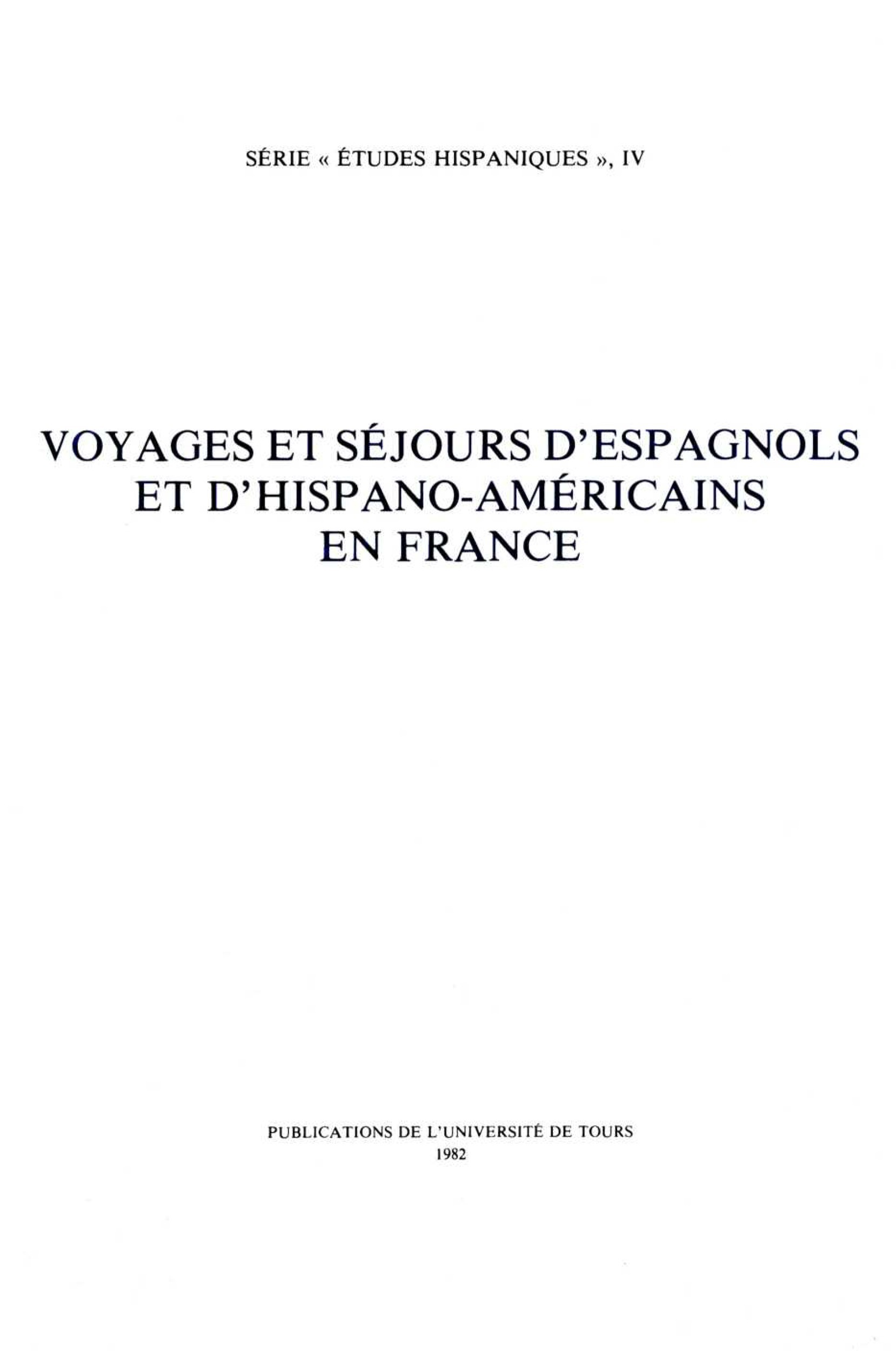 Couverture ebook de Voyages et séjours d'Espagnols et d'Hispano-Américains en France, de