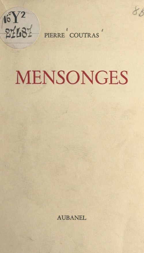 Couverture ebook de Mensonges, de Pierre Coutras