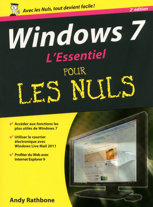 ebook cover of Windows 7, 2e l'essentiel pour les nuls, by Andy Rathbone