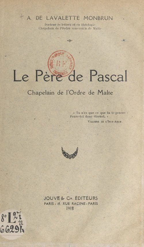 Couverture ebook de Le Père de Pascal, de Amable De La Valette Monbrun
