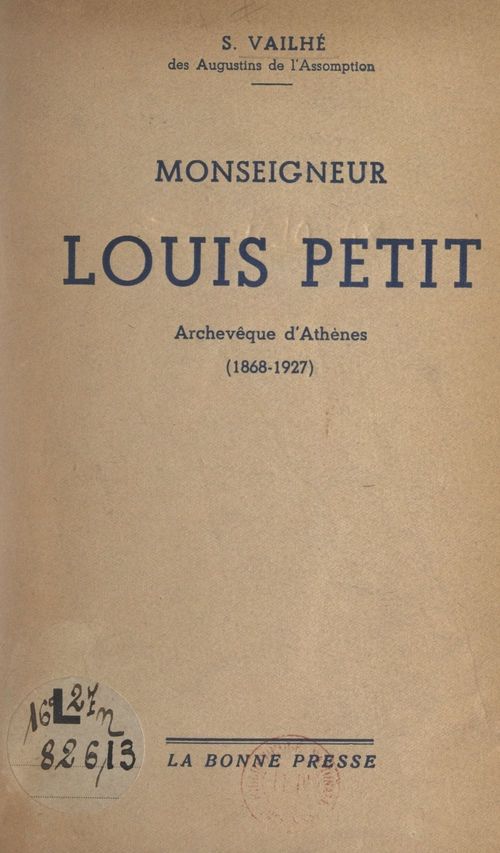 Couverture ebook de Monseigneur Louis Petit, de Simeon Vailhe