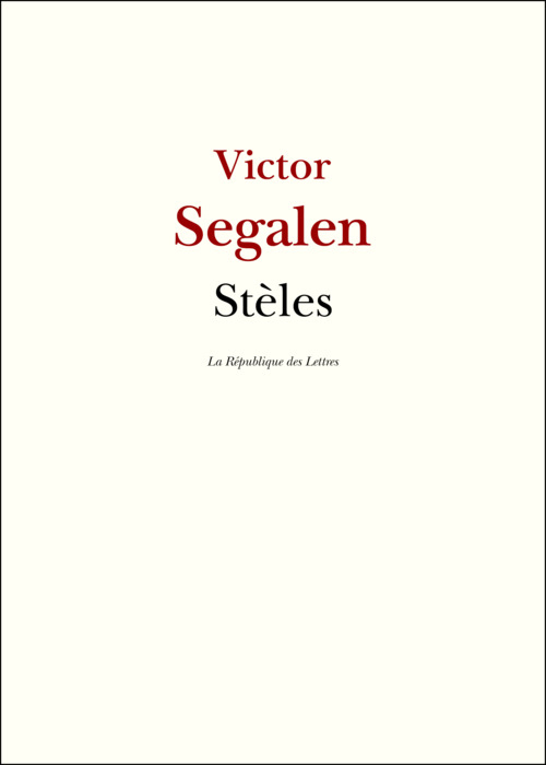 ebook cover of Stèles, by Victor Segalen
