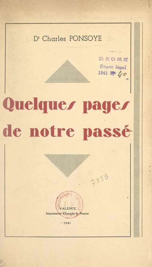 Couverture ebook de Quelques pages de notre passé, de Charles Ponsoye