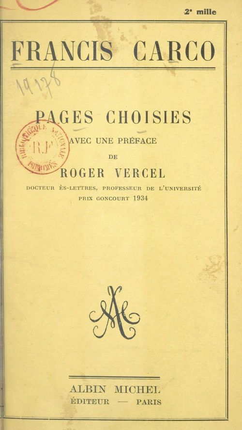 Couverture ebook de Pages choisies, de Francis Carco