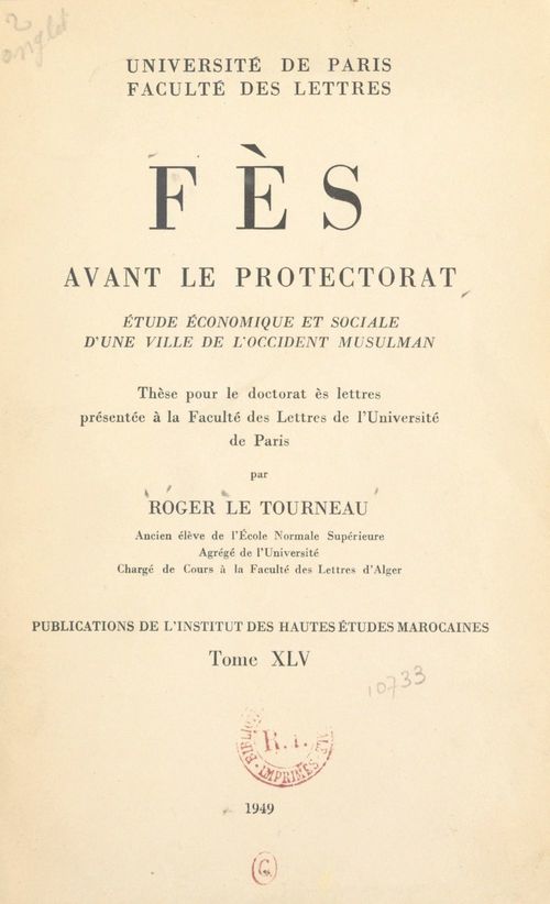 Couverture ebook de Fès avant le protectorat, de Roger Le Tourneau