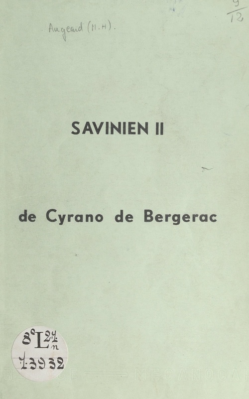 Couverture ebook de Savinien II de Cyrano de Bergerac, de Martial Humbert Augeard