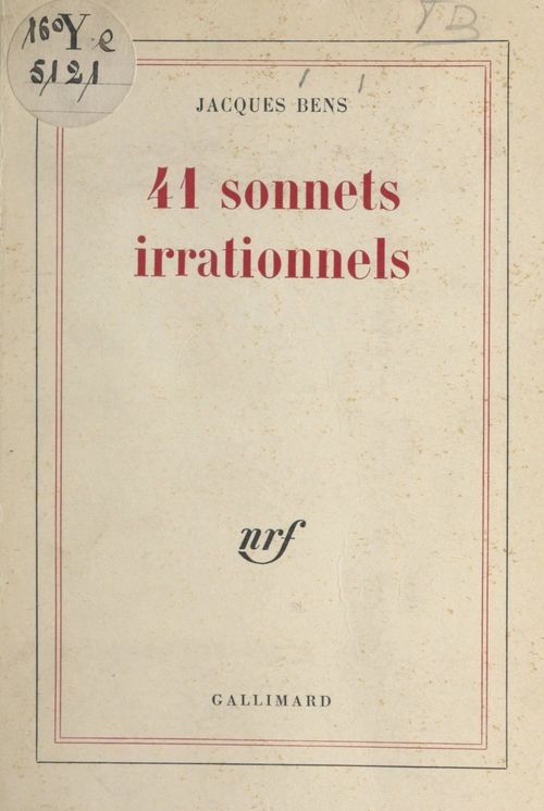 ebook cover of 41 sonnets irrationnels, by Jacques Bens