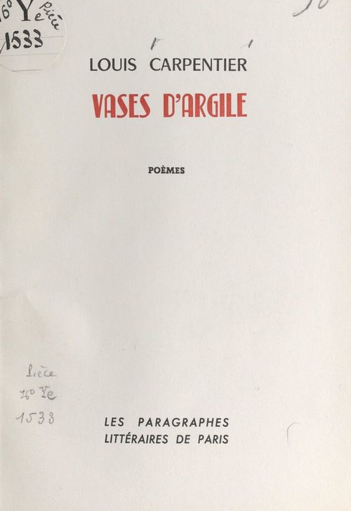 ebook cover of Vases d'argile, by Louis Carpentier