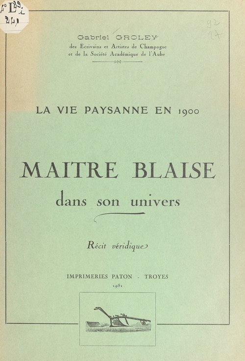 ebook cover of Maître Blaise dans son univers, by Gabriel Groley